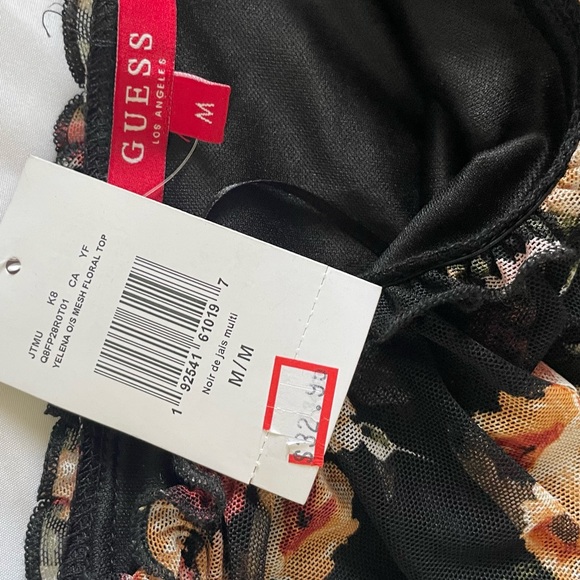 NWT guess off the shoulder mesh floral shirt✨ - Picture 3 of 4